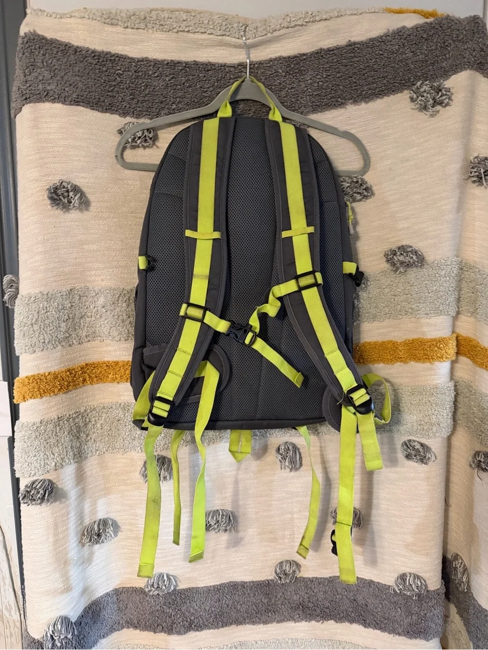 Eddie Bauer Gray & Blue Backpack with Lime Highlights